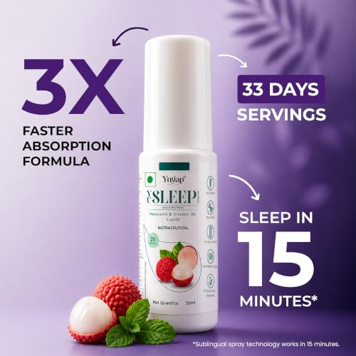 Image of Yugap Yu'Sleep Melatonin Sleep Spray 20 ml with Vitamin B6 | Fast Absorption And Better Than High Dose Sleeping Pills | Non-Habit Forming | Stress Relief (100 Sprays)