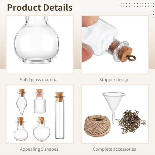 Mini botellas de deseos con accesorios completos y embudos para proyectos creativos 4