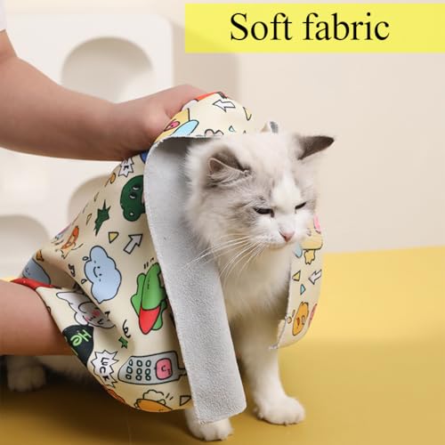 Image of Cat Wrap for Cutting Nails, Cat Grooming Supplies for Anti-Scratch, Anti-Escape, Multifunctional Pet Swaddle Wrap Tool for Brushing Teeth,Feeding,Cleaning Ears (a)