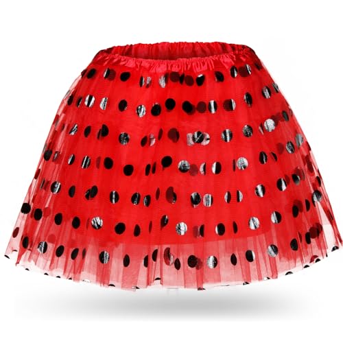 Hestya Tutu Röcke für Frauen Halloween Kostüm Gepunktetes Tutu aus Mehrlagigem Tüll Ballettröcke Accessoire für Damen Fasching Geburtstag...