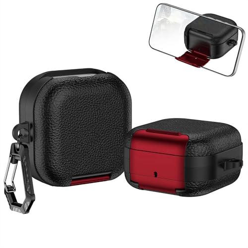 for GalaxyBuds4/4pro�p���U�[���C�`���P�[�X - �N���G�C�e�B�u�ȃ��b�N�ی�J�o�[�A�ϏՌ�PC+TPU�V�F���A�����d�b�X�^���h�ƃJ���r�i�t���A���C�����X�[�d�Ή� (���b�hB)