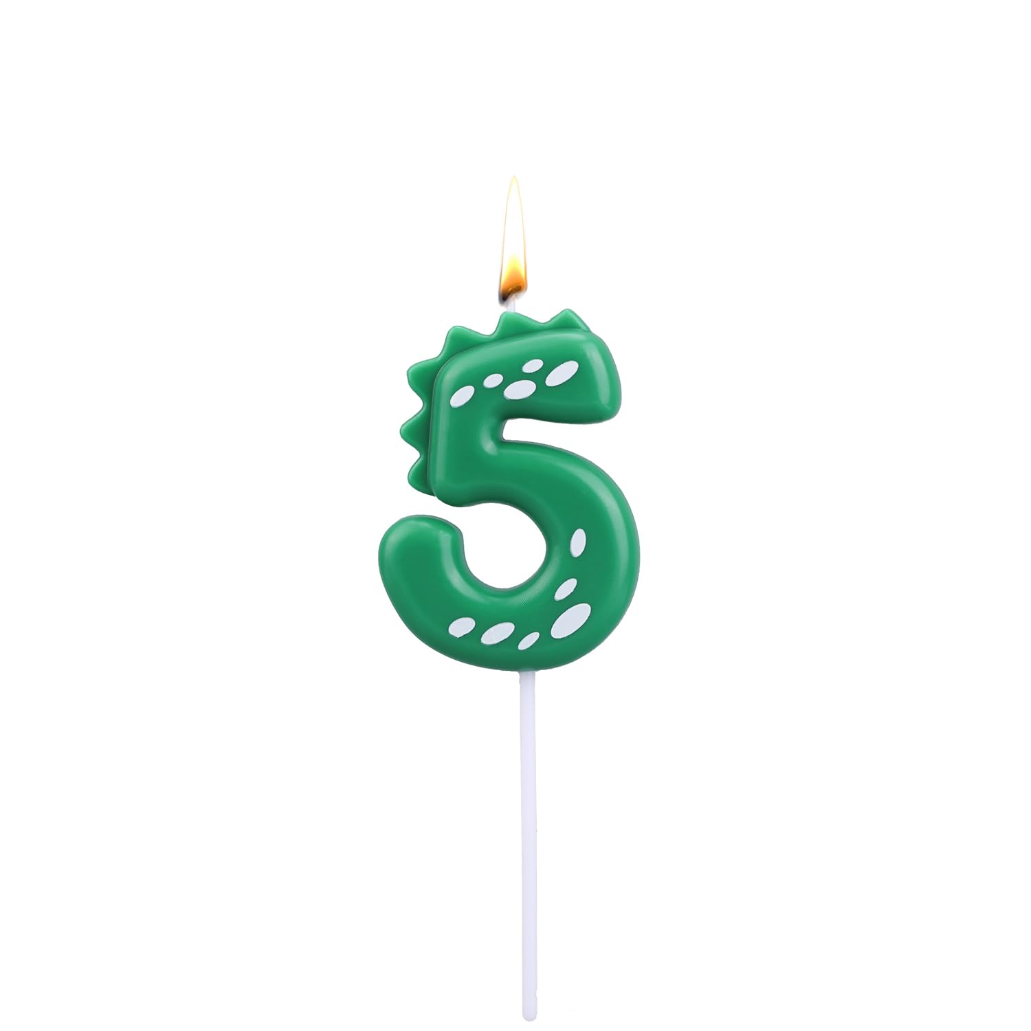 Dinosaur Birthday Candle, Green Number Candles for Cake & Cupcake Toppers Dino-Themed Party Decorations Birthday Supplies for Kids Boys (Number 5)