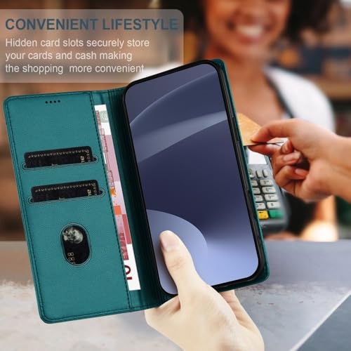 Étui Moto G86 Power en cuir vert menthe avec clapet magnétique - 4