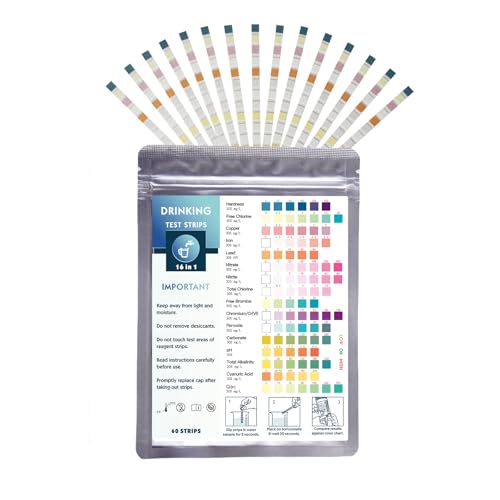 60x 16 in 1 Trinkwasser Teststreifen, Wassertester trinkwasser,Wasserhärte teststreifen,Ph teststreifen, Trinkwasser Testband zur einfachen Prüfung der Wasserqualität