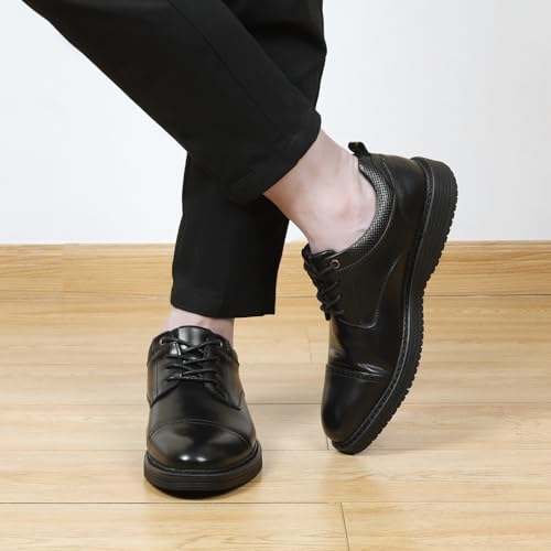 Image of Men's Full-Grain Leather Oxfords, Business Formal Dress Shoes with Arch Support, Comfortable for Office, Daily & Dating