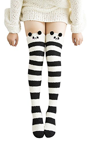 Image of Urban CoCo Women's Cartoon Fuzzy Socks Winter Warm Over Knee High Socks