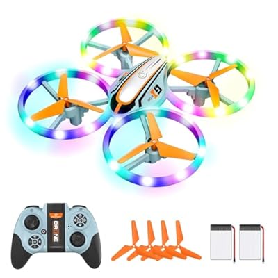 LEAPRCSTORE - i9 Drone para Niños Regalos Juguetes para Niños y Principiantes Mini Drone con Luces de Colores RC Quadcopter con Modo sin Cabeza Retención de Altitud Volteos 3D y 2 Baterías