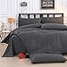 Edilly 3 Piece Duvet Cover Set Queen Size,100% Premium Washed Cotton Duvet Cover Grey,Ultra Soft and Easy Care,Simple Style Bedding Set
