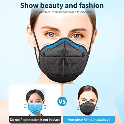 Máscara KN95 Adulto CONCHA PRETA PFF2 FFP2 Half-fold 5 Camadas Clip Nasal Embutido Alças de Orelha F