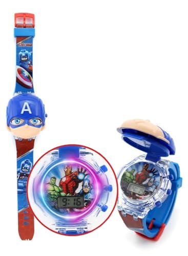 Image of Acnos Kids Edition Digital Watch - Spiderman, Captain America, Ironman, Ben10, Hulk - Disco LED Musical Watch for Boys and Girls