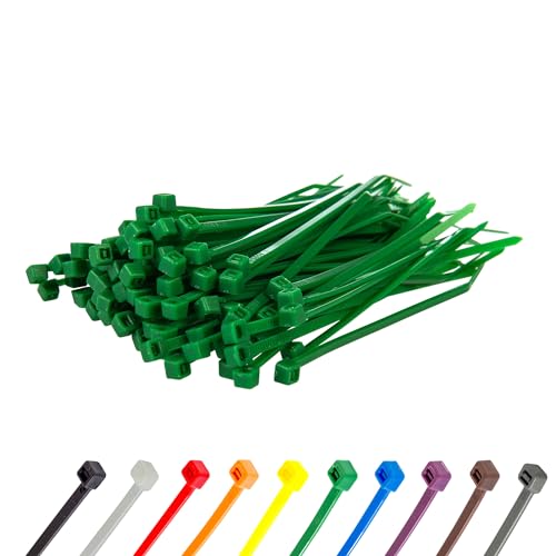 Gocableties Bridas de Plastico, Verde, 100 mm x 2,5 mm, Bridas Cables de Pimera Calidad, 100 Piezas