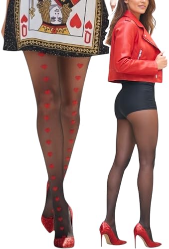 Image of ToBeInStyle Women's Valentine Day Themed Opaque Sheer Pantyhose w /Heart Love