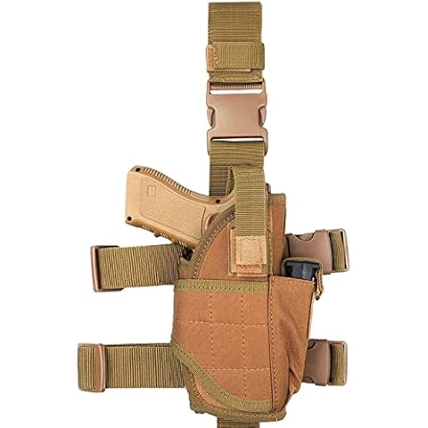 Goldmiky Pistolera Táctica Pistola, Funda para Pierna Derecha con Bolsa para Linterna de Revista Cover