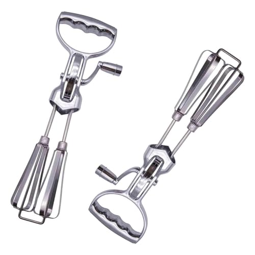 Licuadora de Huevo Manual con Cabeza de Acero Inoxidable, Batidor Giratorio, Agitador de Manivela Manual, Batidor de Huevos Manual Giratorio de Acero Inoxidable Adecuado para Cocinas y Otras Escenas