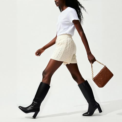 Image of Modatope Knee High Boots for Women Chunky Heel Rounded Toe Tall Boots