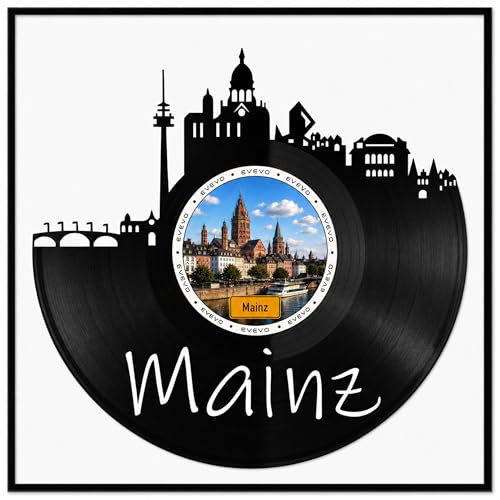 Décoration murale en vinyle Lünebourg EVEVO 32x32 cm avec cadre noir