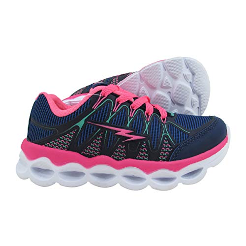 Tênis Infantil Feminino com Luzes de Led MP1717A - AS015 Cor:Azul Marinho-Pink;Tamanho:31