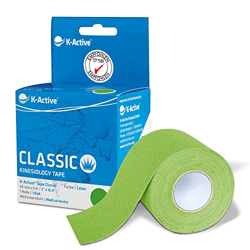 K-Active Tape Classic | Kinesiotapes super hautverträglich | wasserfest | Kinesiologie Tape für Sport & Therapie, extra langer Halt (Grün)