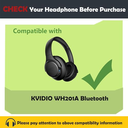 Almohadillas de repuesto para auriculares compatibles con KVIDIO WH201A, con tela transpirable y espuma de alta densidad miniatura 2