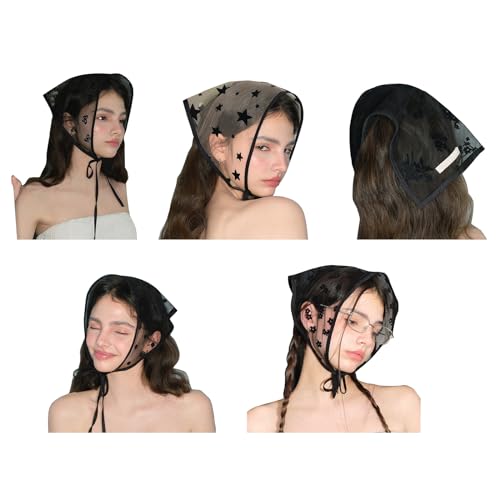Breathable Delicate Sheer Lace Turbans Taking Photo Hair Scarf Outdoor Hairband Suitable For Fashion Forward Women, Star3
