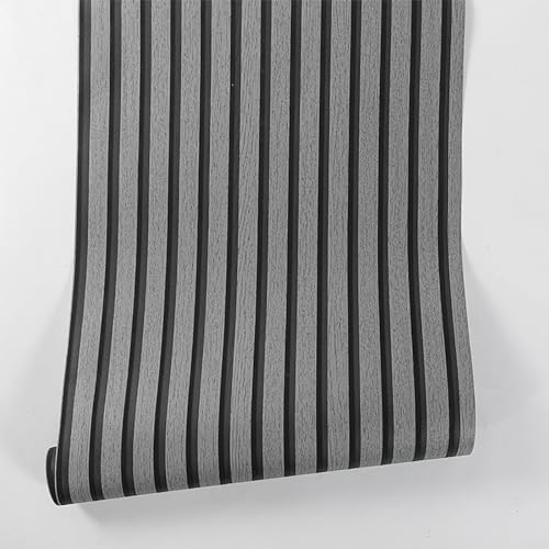 Swehooirt Wood Slats Wallpaper Dark Grey and Black Wallpaper Panel Wood Grating Rustic Wooden Slat Wall Panelling for Bedroom Living Room Hallway Stairs Lounge Hall