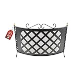 MOHOME Parascintille per Camino Angolare Nero Ferro Battuto Design Romboidale 50 x 70 cm G...