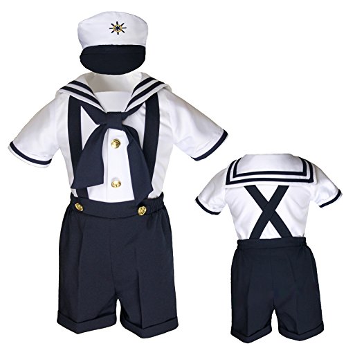 4pc Sailor Nautical White Shorts Suit Baby Boy Kids Toddler S M L XL 2T 3T 4T2