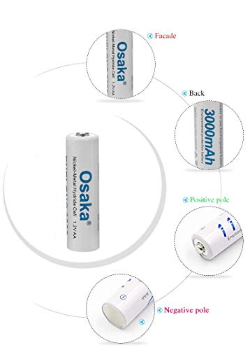 Image of Osaka NI-MH HR06 4xAA 3000mAh Enelong Rechargeable Battery Set