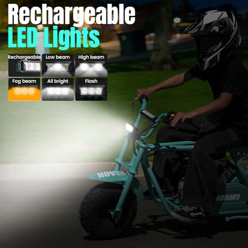 Image of Mini Dirt Bike, 99 CC Gas Powered Mini Bike 4 Stroke Pit Bikes with Led, Off Road Mini Bikes for Kids and Adult, Dirtbike Motorcycle Max Load 200 Lbs, Speed 34.5 KM /H, Easy Pull Start (Teal)