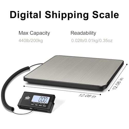 qp shipping scale 440 lb035 oz high accuracy digital postal scale postage scale holdtare function auto off lcd display lightweight scale for packagesluggagepet battery amp ac adapter included