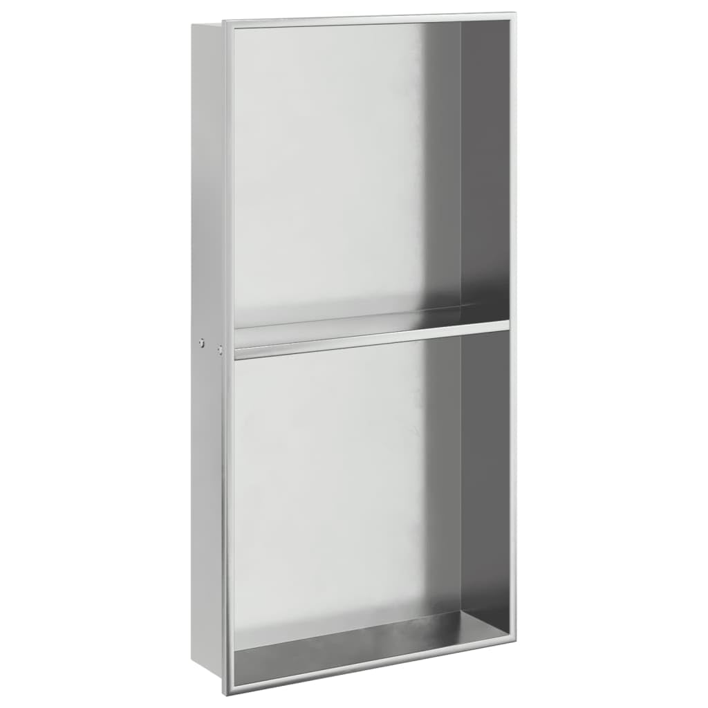 Nicchia per Doccia Argento Spazzolato 32x62x9cm Acciaio Inox