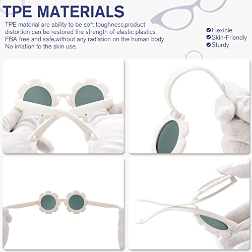Flexible Bendable Baby Polarized Flower Sunglasses with Strap for Newborn Infant Boys Girls Age 0-24 Months4
