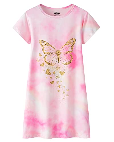 CYCHELRY Teen Girls Nightgowns-Loose Short Sleeve Sleepwear Cute Bear Nightdress Tween Pajamas Size 8-16