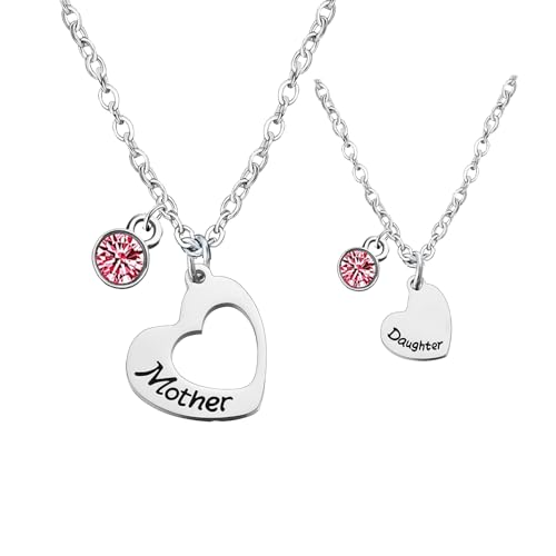 Mother Daughter Heart-Shaped Necklace Set Mother's Day Christmas Birthday Gifts for Mother Daughter
