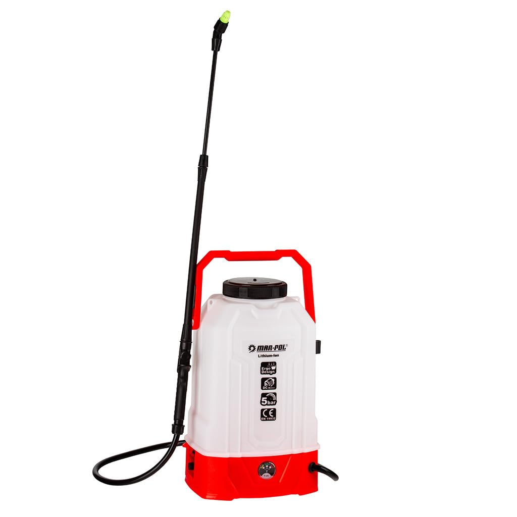 Irroratore a batteria 8 litri, 2,5Ah, pressione 5 bar, lancia regolabile 59-86 cm, con bratelle e supporto schiena