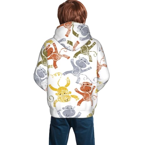 Cartoon Monkey Kid Hoodies Boys Sweatshirts Girls Pullover with Pocket4
