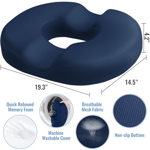 Image of CloudBliss Donut Pillow Stadium Seat Cushion for Tailbone Pain Relief and Hemorrhoids, Memory Foam Seat Chair Cushion, Portable Seat Cushions for Bleachers, Car, Home & Office