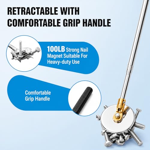 Heavy Duty 100lbs Magnetic Pickup Tool