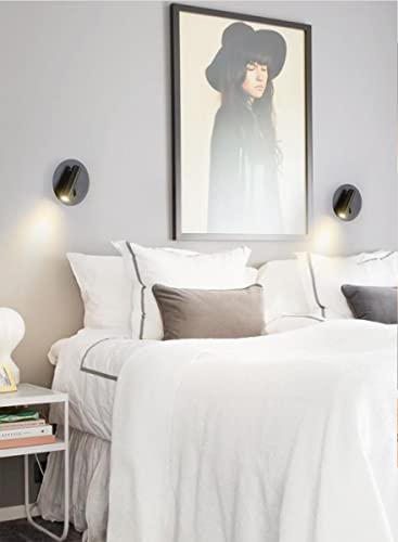 Image of Modern Wall Mount Light Focused Bed Bedside Reading Wall Lamp with Switch LED Wall Sconce Rotatable Headboard Lights Indoor Spotlight Adjustable for Living Room,Bedroom 3+7W 3000K Black