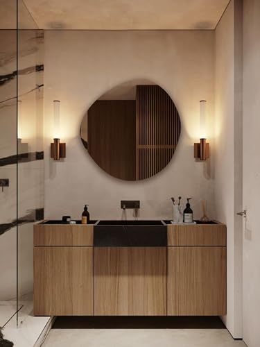 Asymmetrical Led Mirror, Modern Hanging Backlit Mirror, Aesthetic Irregular Round Bathroom Wall Mirror with Ligths, Led Lighted Frameless Mirror (Warm Light, 70x70 cm | 27.5"x27.5") - Image 6