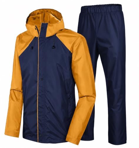 Image of Mens Raincoat Suit with Pant Set Modestra Series | Waterproof Lightweight Breathable Rain Wear | Waterproof Zipper Raincoat for men waterproof
