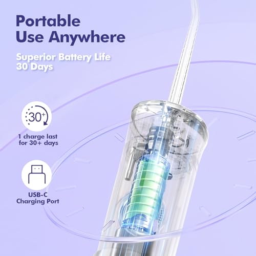 Image of Bezvoi Mini Portable Water Flosser for Travel, 5 Modes Dental Floss, 6 Tips
