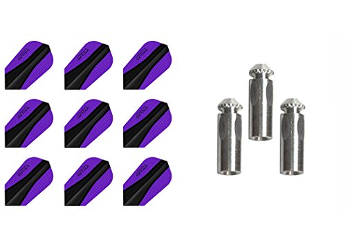 3 Sets of Harrows Retina Slim Dart Flights Plus 1 Set of 3 Aluminum Dart Flight Protectors (Purple)