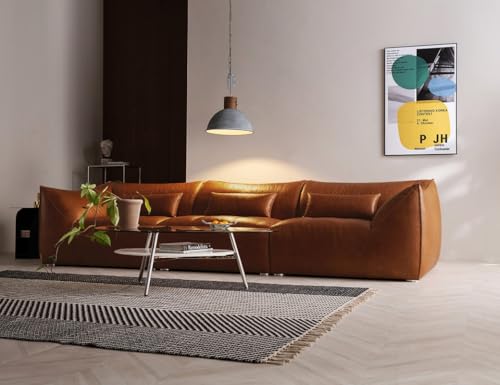 Image of Fabrique Armour 3 Seater Moden Design Leatherette Brown Sofa Sturdy Design with a Lightweight Frame & Stainless Steel Legs | Furniture for Home Office & Living Room