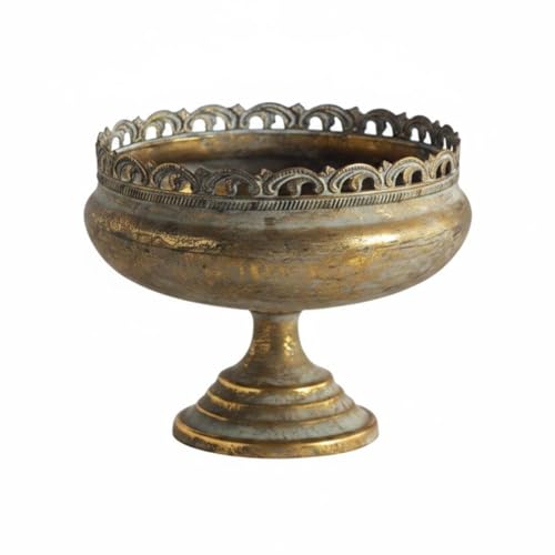 Distressed Brass Compote Bowl