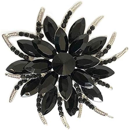 Brooches for Women with Crystal,Big Flowers Brooch Pins,Vintage Brooch Gifts for Mother's Day/Daily/Birthday, Black