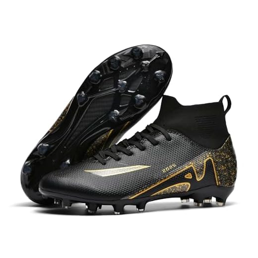 Men's Soccer Shoes Football Cleats High-Tops Lace-Up Non-Slip Spikes Indoor Outdoor Sports Athletic Baseball Lacrosse Sneaker Black EU 42