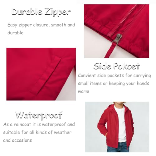 Image of SNOW DREAMS Boys Waterproof Rain Jacket Windbreaker Lightweight Coat Kids Raincoat Outerwear