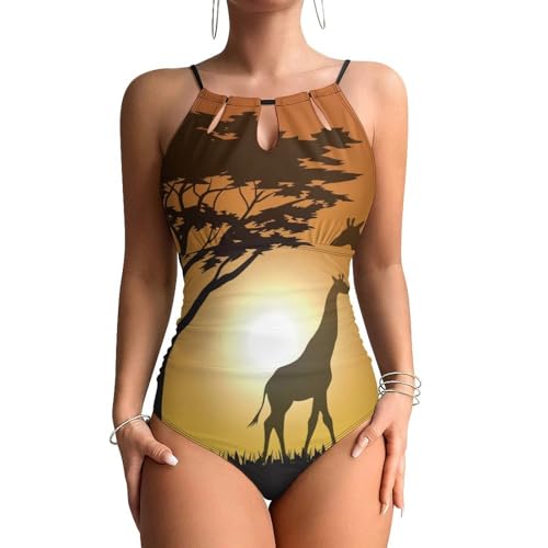 Maillots de bain une pièce femme girafe avec contrôle du ventre pour plage et monokini chic