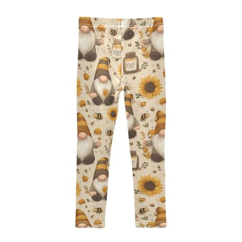 Cute Gnomes Sunflowers Bees Girls Leggings Kids Yoga Pants Dance Active Tights 4T2